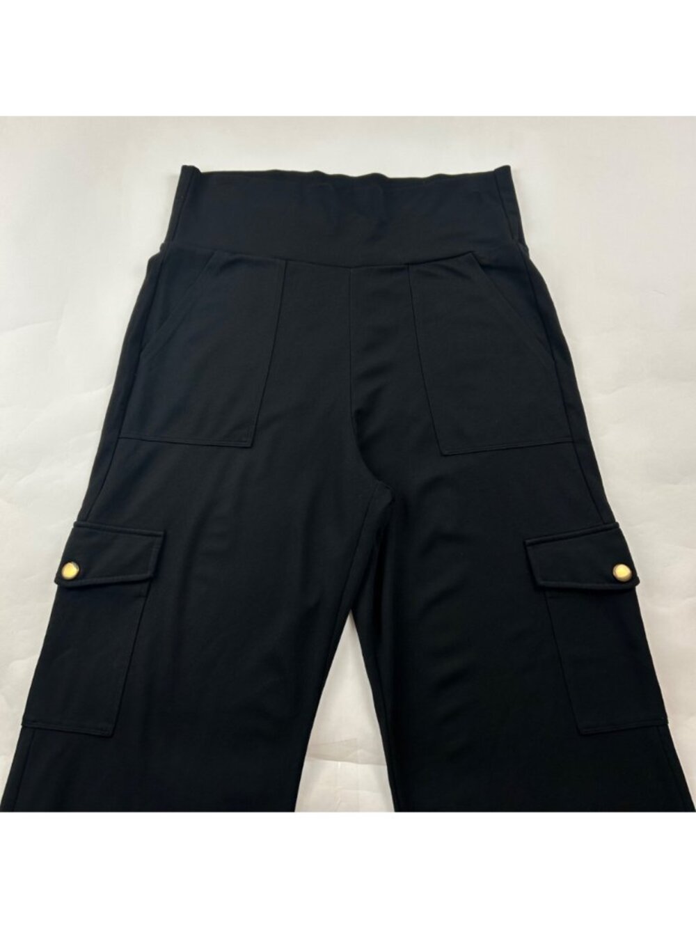 Cabi Black Ponte Knit Wide Leg Cargo Trouser Pant L - Picture 2 of 7